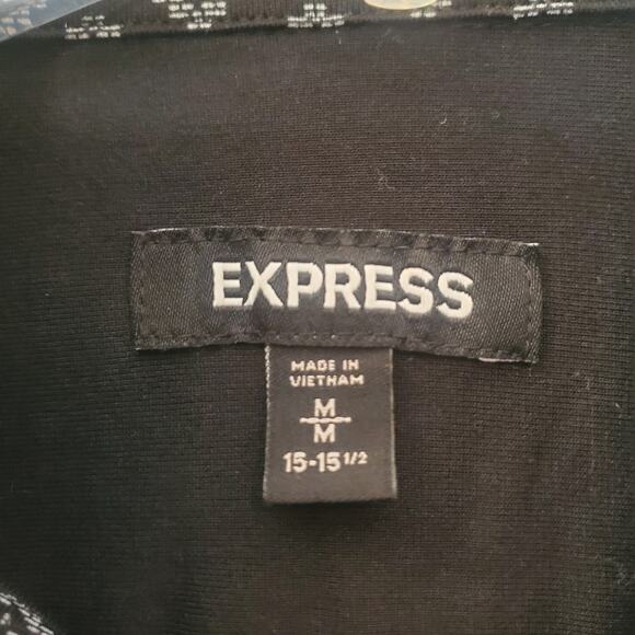 Express Black Long Sleeve Collared Pocket Button Up Dress Shirt Mens Size Medium - Picture 3 of 6